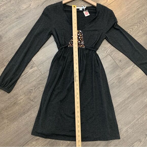 BODEN Dress Women’s 4 Gray Midi V-Neck Tie Back Long Sleeve Empire Waist. NWT - Picture 12 of 13